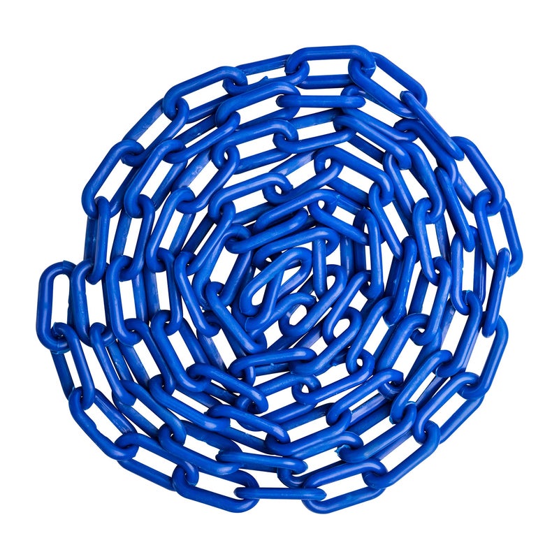 US Weight (Made in USA) 2" x 100' Blue Plastic Safety Chain ft. SunShield UV Resistant Technology - Image 1